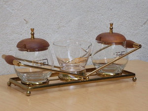 I Like Mike's Mid Century Modern Accessories Mid Century Modern Glass and Wood Coffee Creamer Set