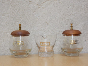 I Like Mike's Mid Century Modern Accessories Mid Century Modern Glass and Wood Coffee Creamer Set