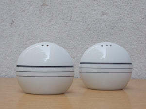 I Like Mike's Mid Century Modern Accessories Mid Century Modern Round White Ceramic Salt & Pepper Shakers Set