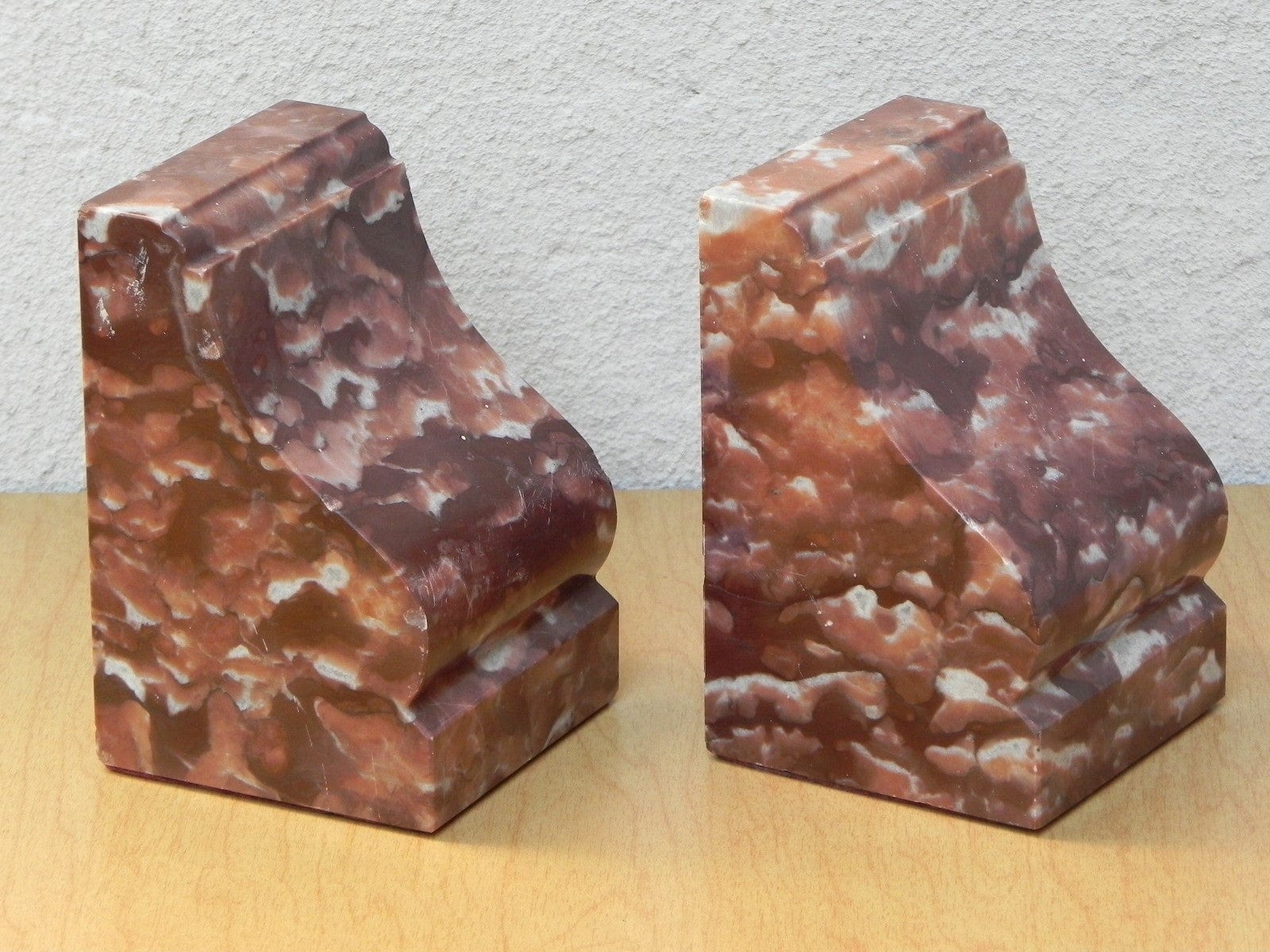 I Like Mike's Mid Century Modern Accessories Modern Brown and White Marble Bookends