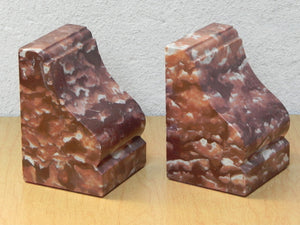 I Like Mike's Mid Century Modern Accessories Modern Brown and White Marble Bookends