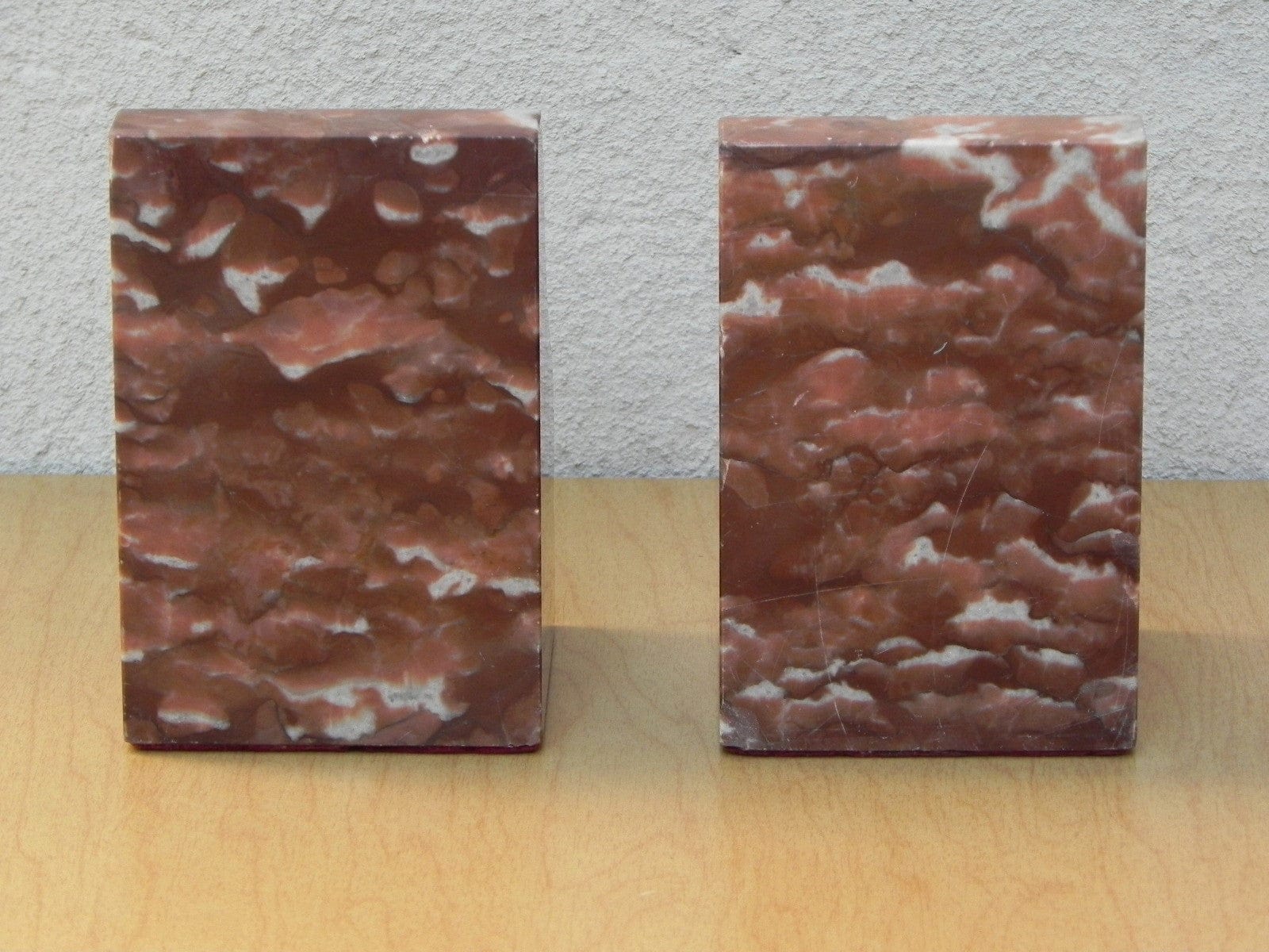 I Like Mike's Mid Century Modern Accessories Modern Brown and White Marble Bookends