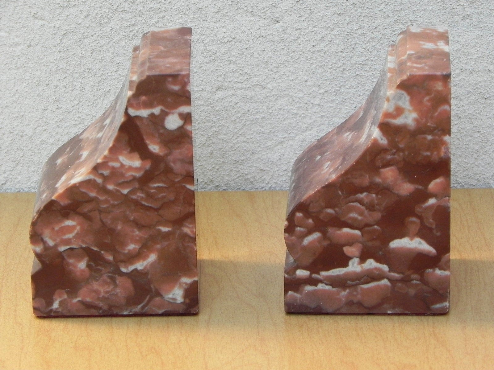 I Like Mike's Mid Century Modern Accessories Modern Brown and White Marble Bookends