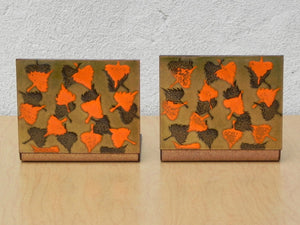I Like Mike's Mid Century Modern Accessories Modern Orange Brown Gold Enameled Copper Bookends