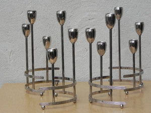 I Like Mike's Mid Century Modern Accessories Modular Chrome Candelabra Centerpiece Candle-Holder - 4 Piece Set