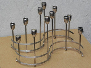 I Like Mike's Mid Century Modern Accessories Modular Chrome Candelabra Centerpiece Candle-Holder - 4 Piece Set