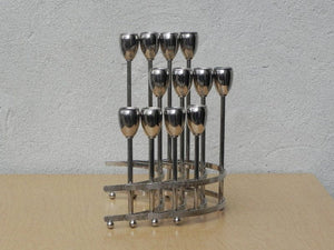 I Like Mike's Mid Century Modern Accessories Modular Chrome Candelabra Centerpiece Candle-Holder - 4 Piece Set
