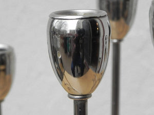 I Like Mike's Mid Century Modern Accessories Modular Chrome Candelabra Centerpiece Candle-Holder - 4 Piece Set