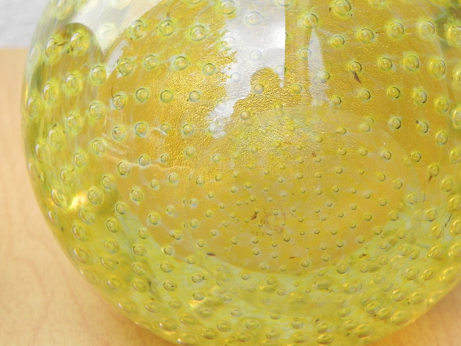 I Like Mike's Mid-Century Modern Accessories Murano Art Glass Yellow Fruit Bubble Glass Bookends