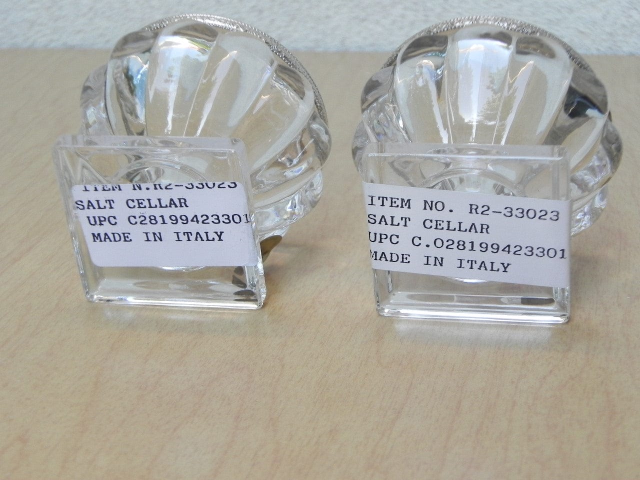 I Like Mike's Mid Century Modern Accessories Pair Crystal Salt Cellar Bowls with Spoons by Godinger for Neiman Marcus