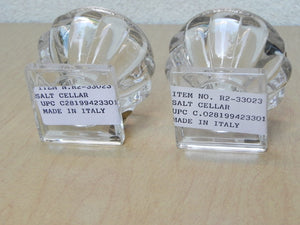 I Like Mike's Mid Century Modern Accessories Pair Crystal Salt Cellar Bowls with Spoons by Godinger for Neiman Marcus