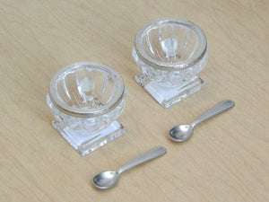 I Like Mike's Mid Century Modern Accessories Pair Crystal Salt Cellar Bowls with Spoons by Godinger for Neiman Marcus