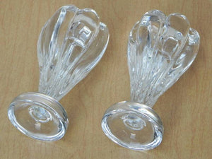 I Like Mike's Mid-Century Modern Accessories Pair Handblown Glass Flower Candle Stick Holders