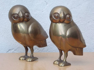 I Like Mike's Mid-Century Modern Accessories Pair of Vintage Brass Owls
