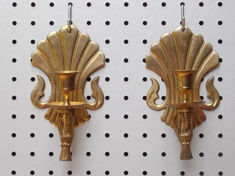 I Like Mike's Mid-Century Modern Accessories Pair Regency Brass Wall Candle Sconces By Century