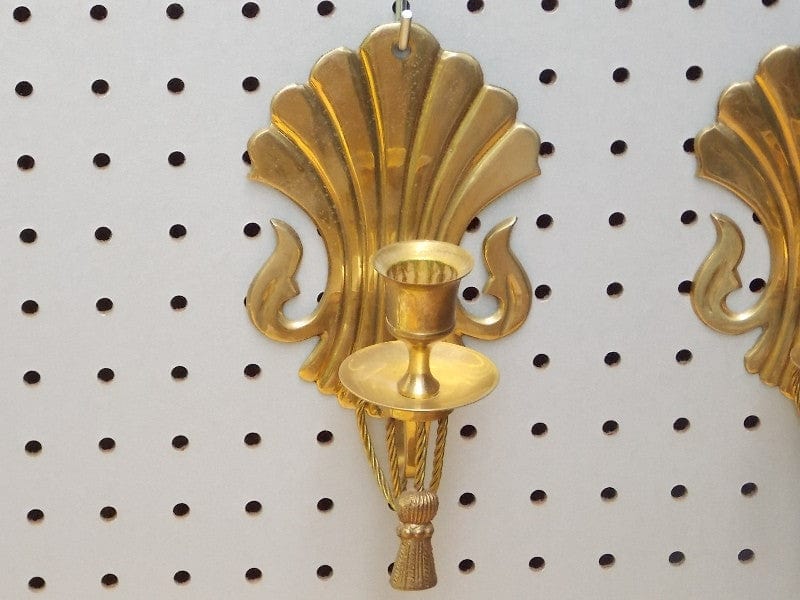 I Like Mike's Mid-Century Modern Accessories Pair Regency Brass Wall Candle Sconces By Century