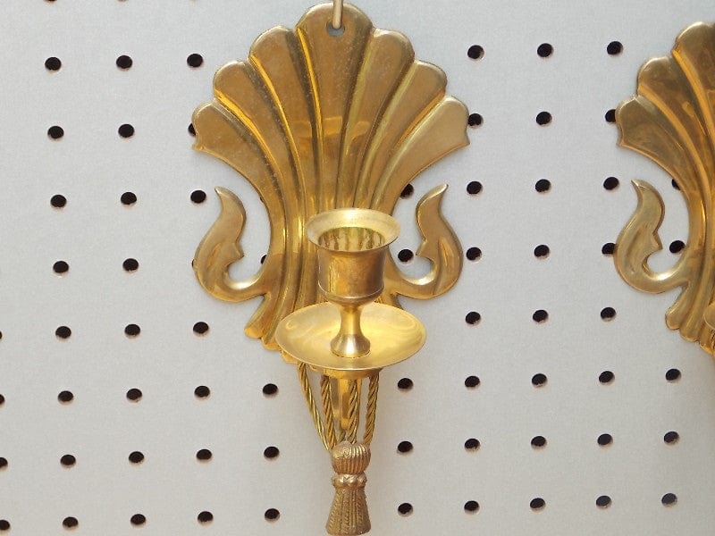 I Like Mike's Mid-Century Modern Accessories Pair Regency Brass Wall Candle Sconces By Century