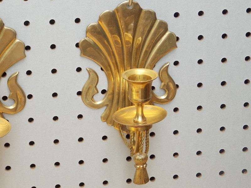 I Like Mike's Mid-Century Modern Accessories Pair Regency Brass Wall Candle Sconces By Century