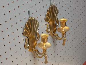 I Like Mike's Mid-Century Modern Accessories Pair Regency Brass Wall Candle Sconces By Century