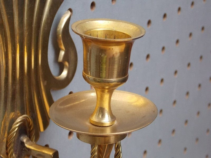I Like Mike's Mid-Century Modern Accessories Pair Regency Brass Wall Candle Sconces By Century