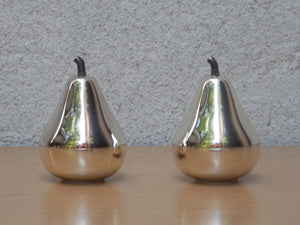 I Like Mike's Mid Century Modern Accessories Pair Small Silver Toned Pear Salt & Pepper Shakers