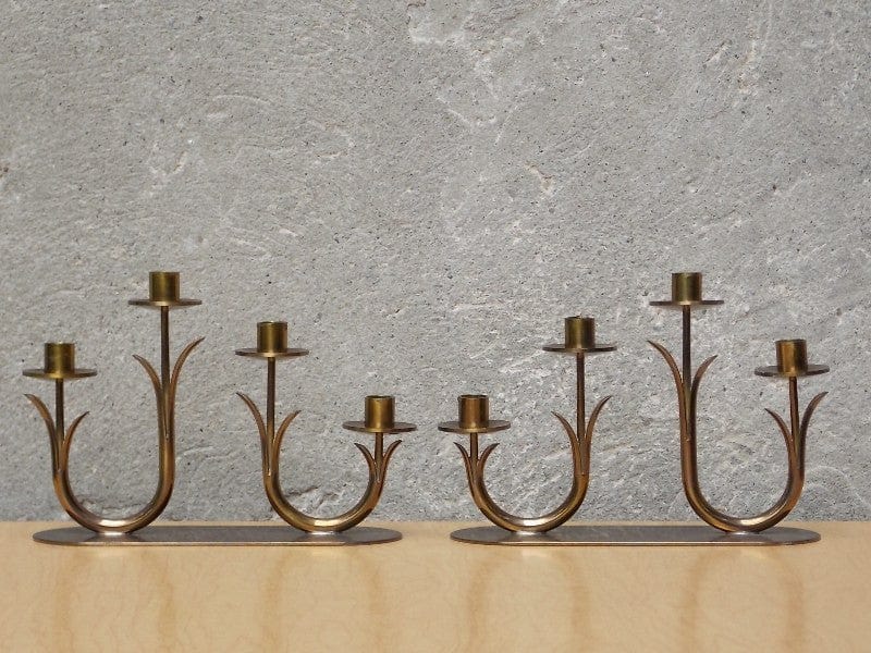 I Like Mike's Mid-Century Modern Accessories Pair Ystad Metall Brass 4 Candle Holder Candelabras