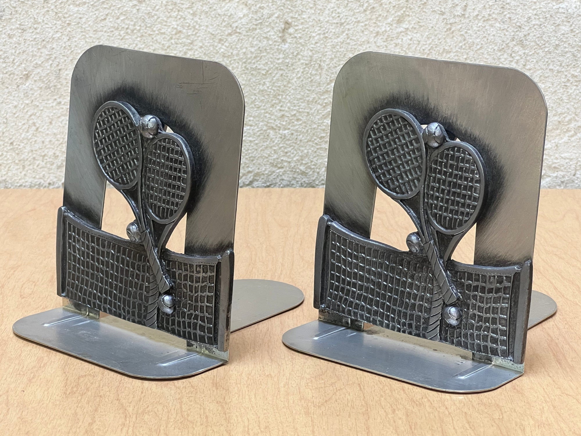 I Like Mike's Mid Century Modern Accessories Pewter Tennis Bookends from 1980