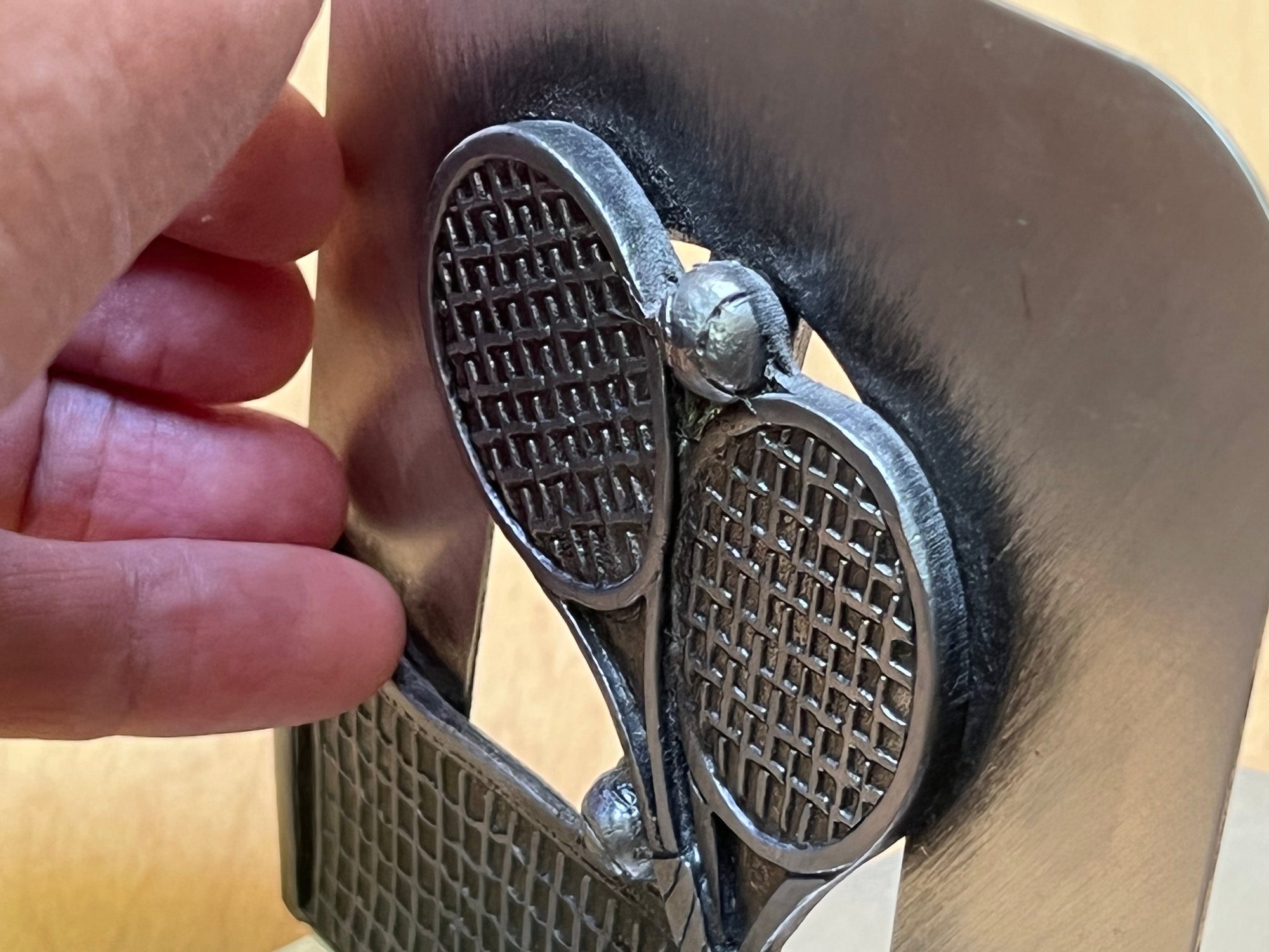 I Like Mike's Mid Century Modern Accessories Pewter Tennis Bookends from 1980