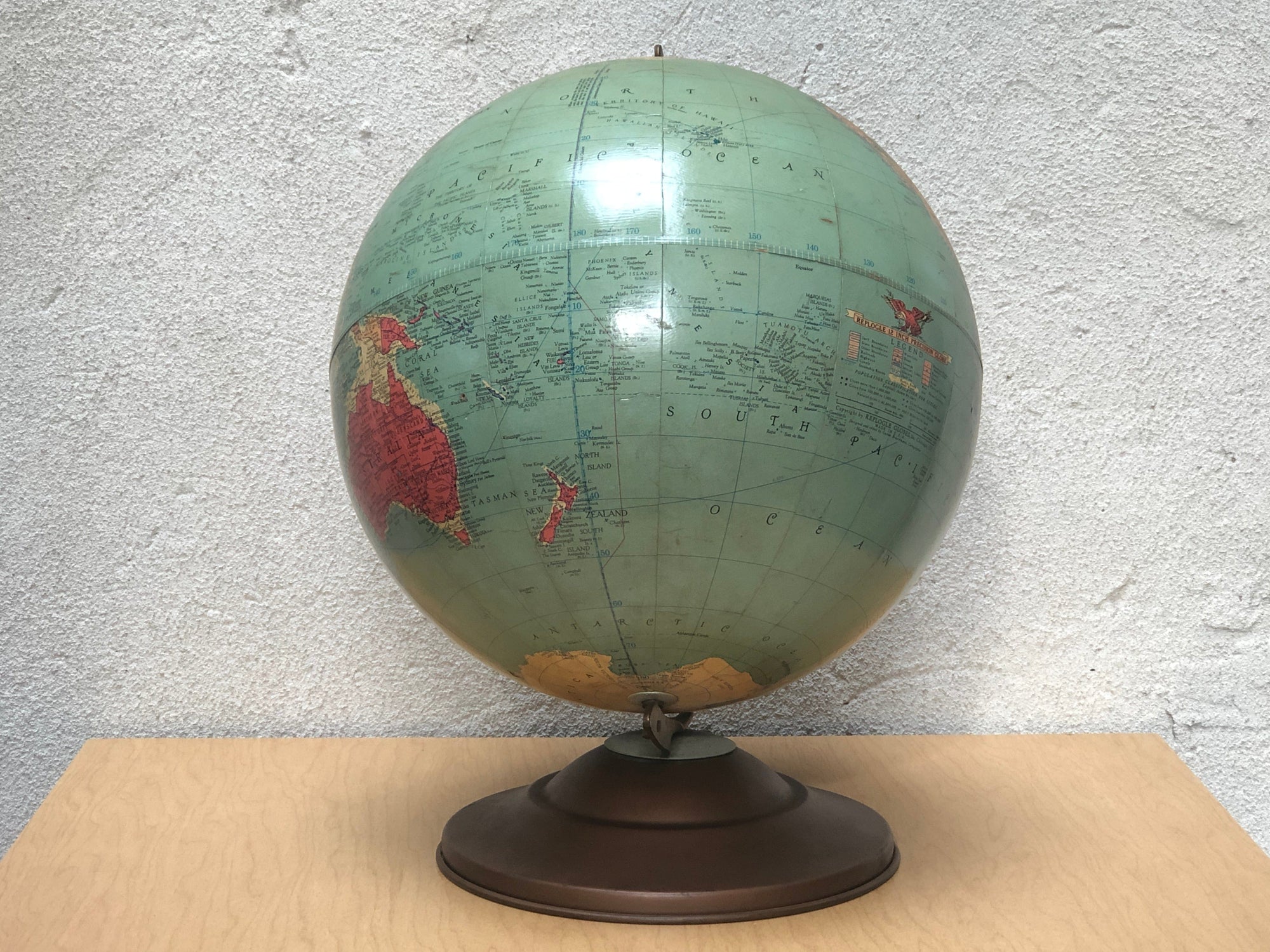 I Like Mike's Mid Century Modern Accessories Replogle 12" Precision Globe on Metal Base, Circa 1970