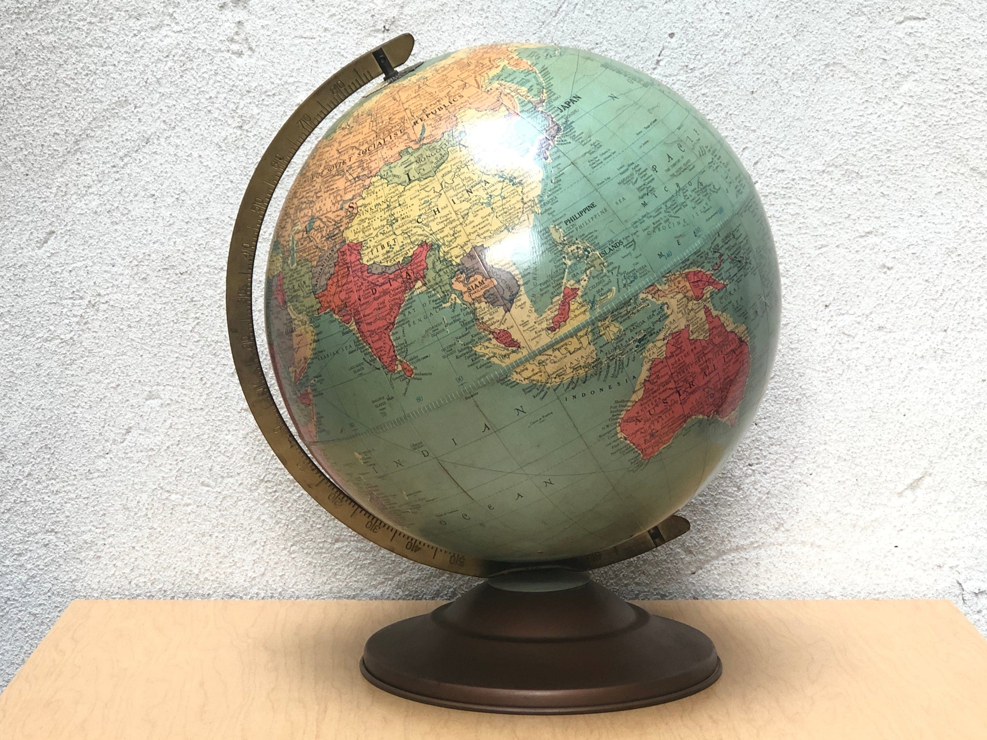 I Like Mike's Mid Century Modern Accessories Replogle 12" Precision Globe on Metal Base, Circa 1970