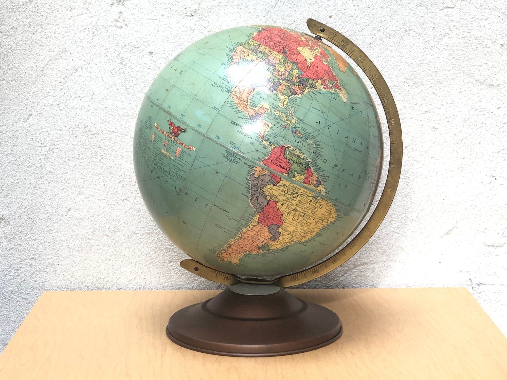 I Like Mike's Mid Century Modern Accessories Replogle 12" Precision Globe on Metal Base, Circa 1970