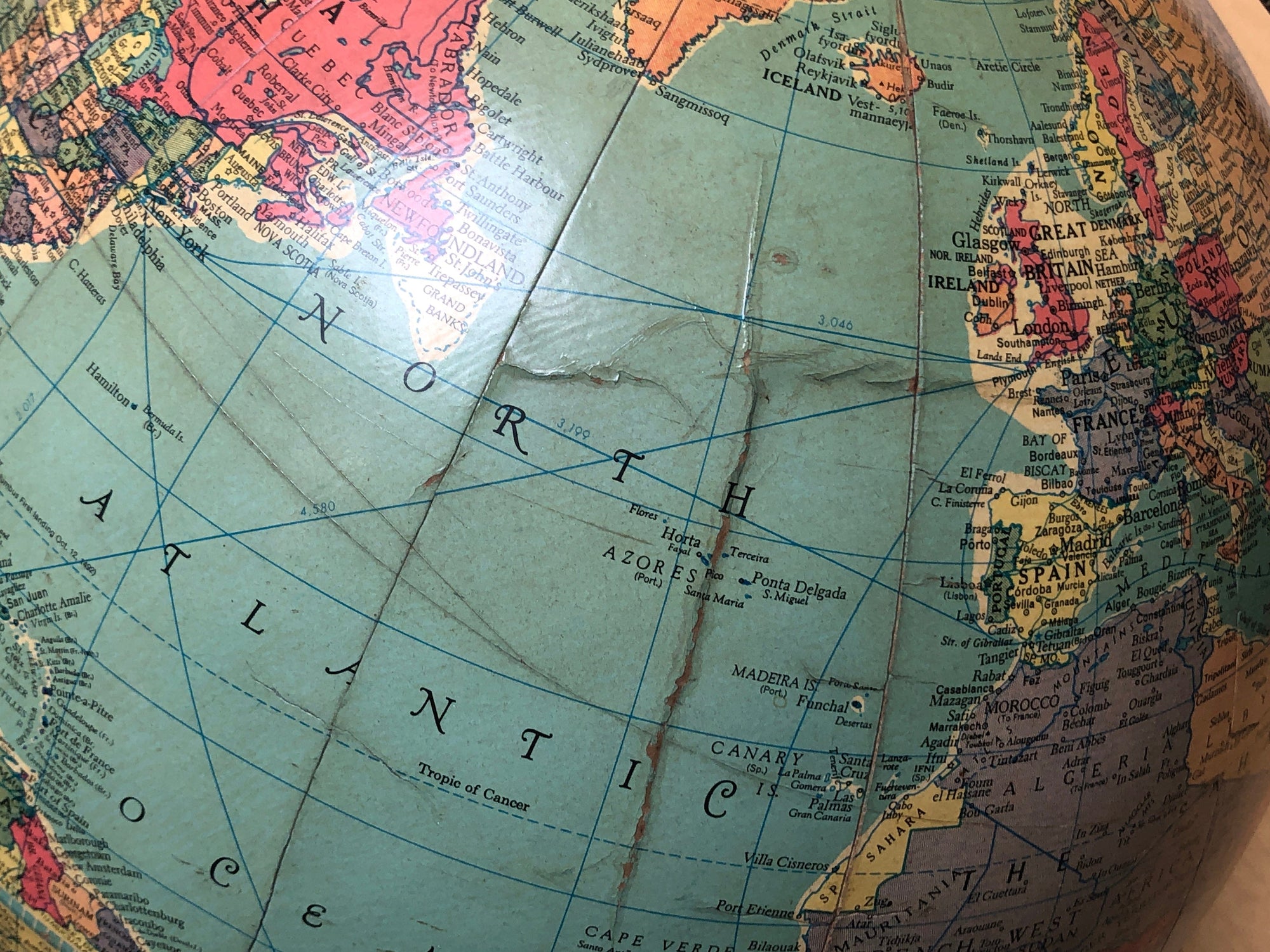 I Like Mike's Mid Century Modern Accessories Replogle 12" Precision Globe on Metal Base, Circa 1970