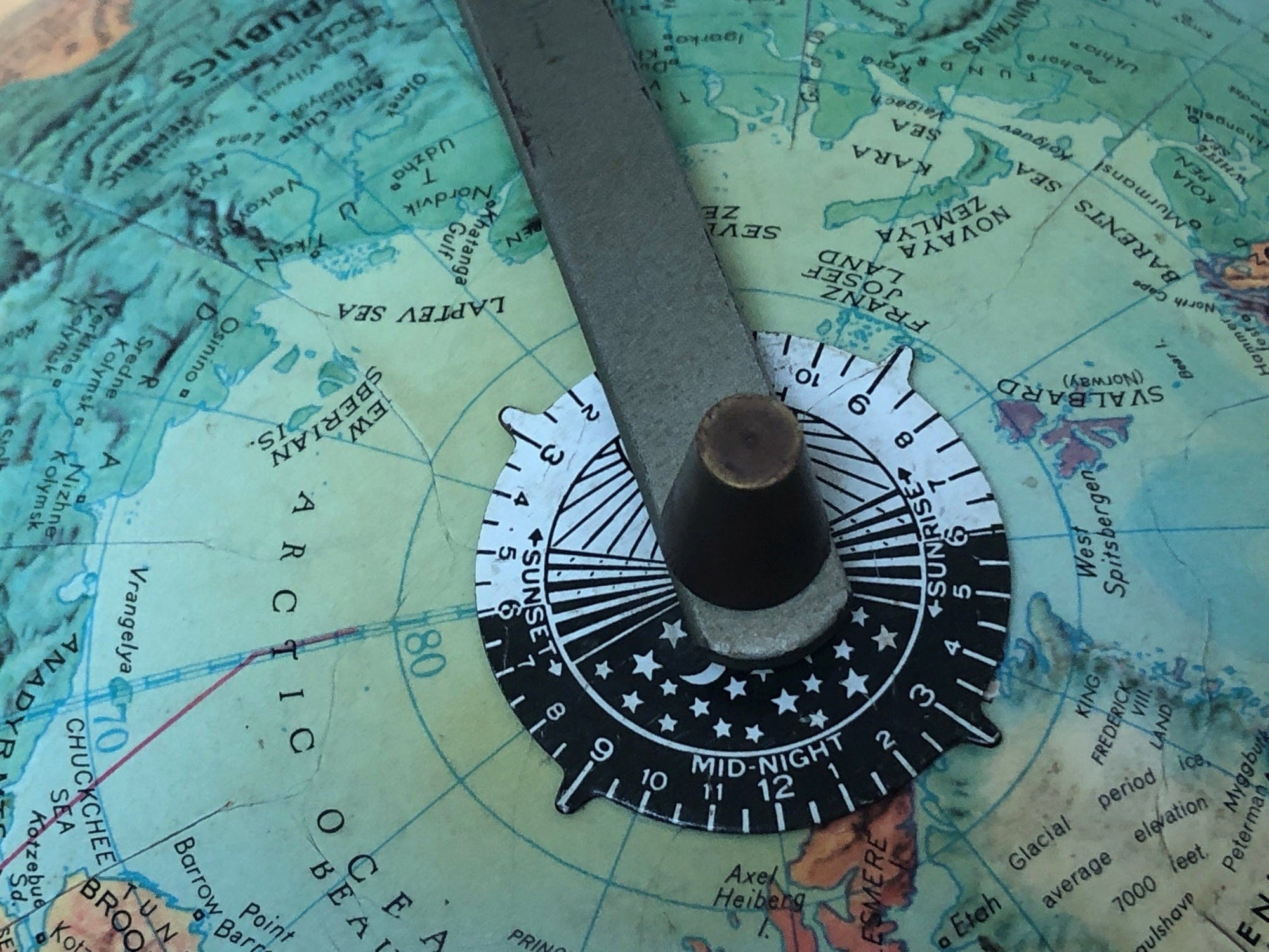 I Like Mike's Mid Century Modern Accessories Replogle Sterio Relief 12" Globe on Danish Modern Wood Stand, Raised Geography, Circa 1970