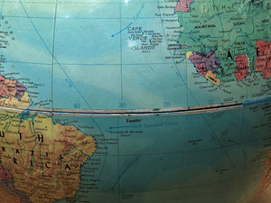 I Like Mike's Mid Century Modern Accessories Replogle Sterio Relief 12" Globe on Danish Modern Wood Stand, Raised Geography, Circa 1970