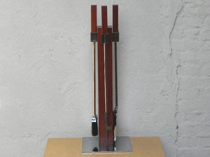 I Like Mike's Mid-Century Modern Accessories RESTORED ALBRIZZI (ATTRIB) FIREPLACE SET IN CHROME & TEAK