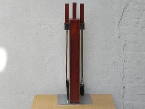 I Like Mike's Mid-Century Modern Accessories RESTORED ALBRIZZI (ATTRIB) FIREPLACE SET IN CHROME & TEAK