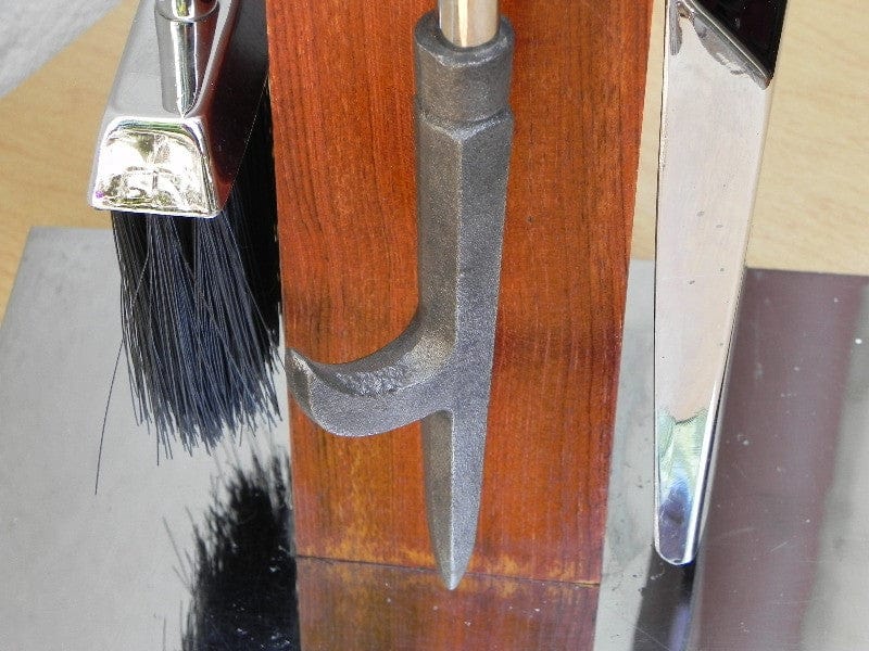 I Like Mike's Mid-Century Modern Accessories RESTORED ALBRIZZI (ATTRIB) FIREPLACE SET IN CHROME & TEAK