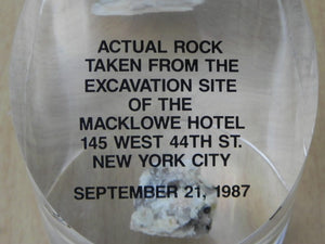 I Like Mike's Mid Century Modern Accessories Rock from Macklowe Hotel Dig Site, 1980s NYC
