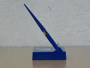 I Like Mike's Mid-Century Modern Accessories Sheaffer 1960's Blue Desk Pen with Peter Max style YES