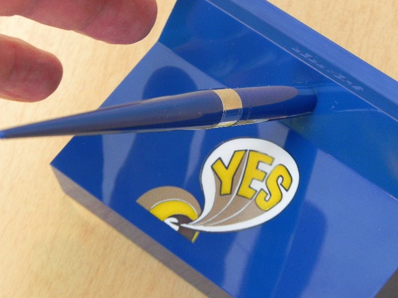 I Like Mike's Mid-Century Modern Accessories Sheaffer 1960's Blue Desk Pen with Peter Max style YES