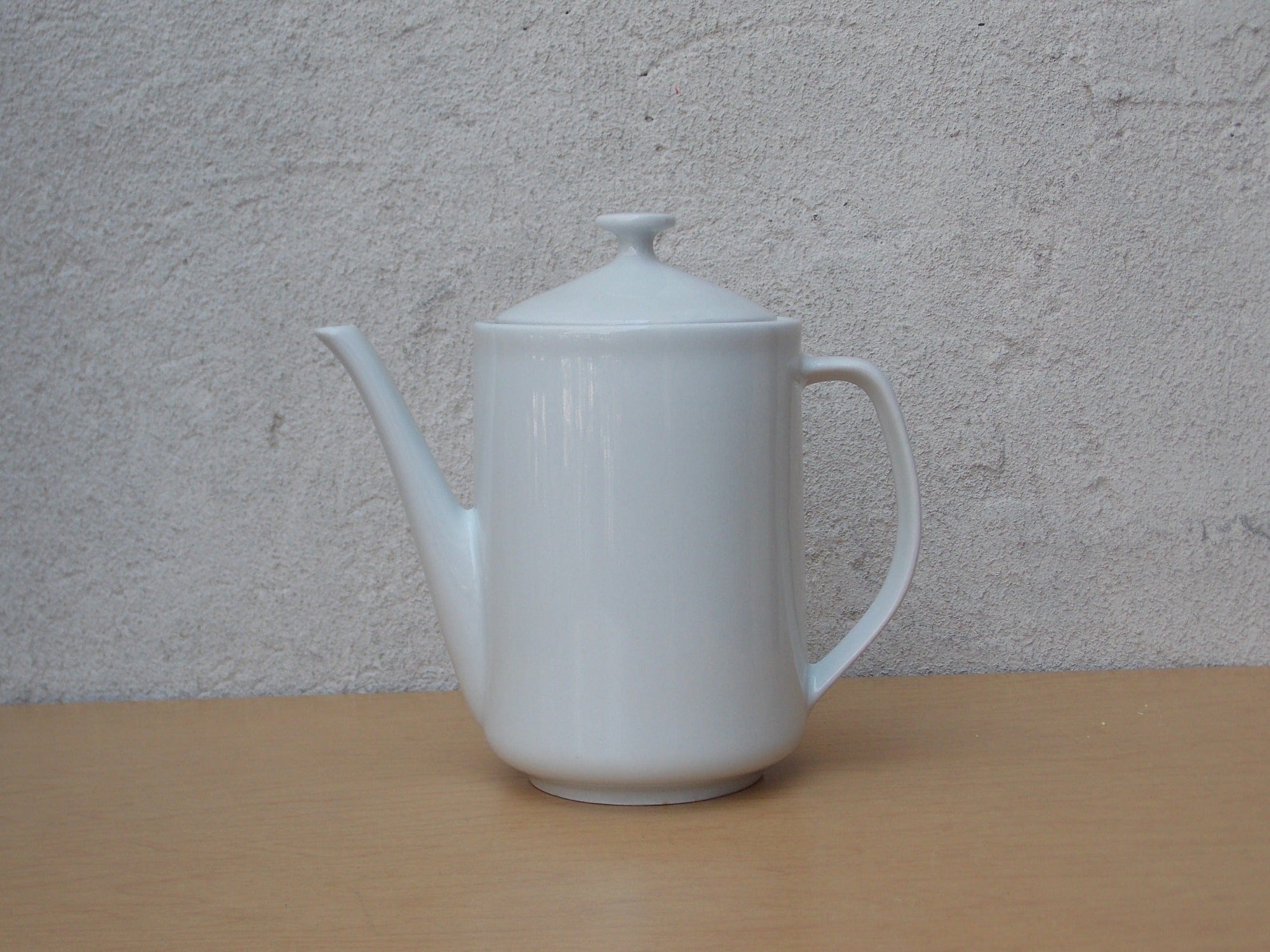 I Like Mike's Mid Century Modern Accessories Simple White Tall Modern Ceramic Teapot or Coffee Pot, Made in Brazil