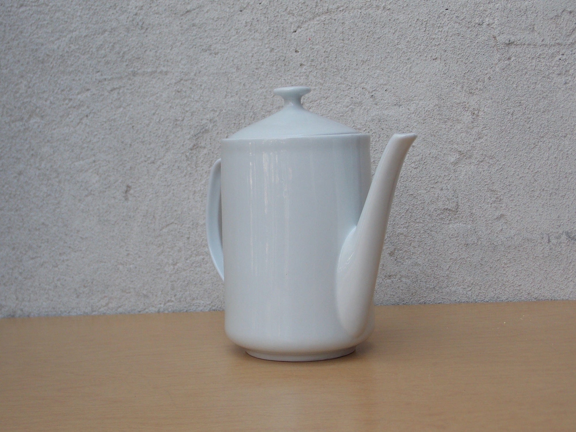 I Like Mike's Mid Century Modern Accessories Simple White Tall Modern Ceramic Teapot or Coffee Pot, Made in Brazil