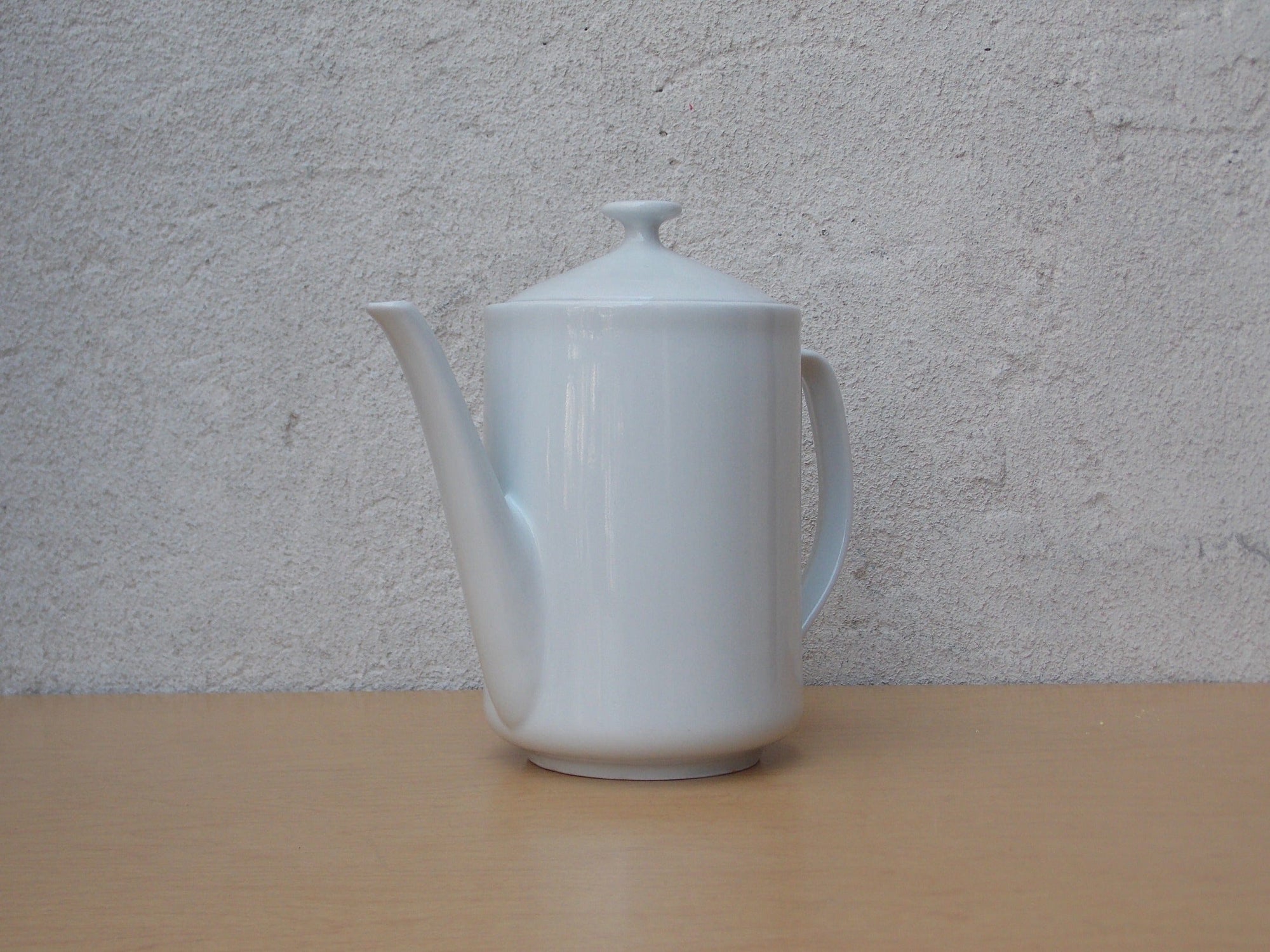 I Like Mike's Mid Century Modern Accessories Simple White Tall Modern Ceramic Teapot or Coffee Pot, Made in Brazil