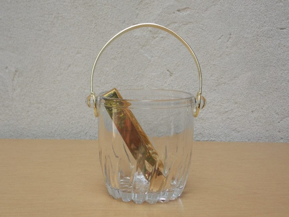 Small Glass Gold Handle Ice Bucket with Gold Tongs - I Like Mikes