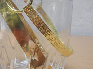 I Like Mike's Mid Century Modern Accessories Small Glass Gold Handle Ice Bucket with Gold Tongs