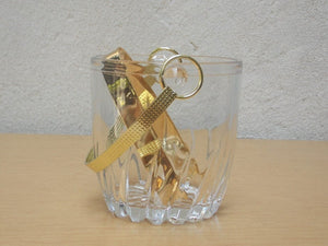 I Like Mike's Mid Century Modern Accessories Small Glass Gold Handle Ice Bucket with Gold Tongs