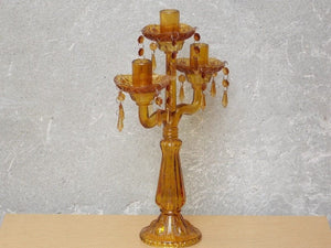 I Like Mike's Mid-Century Modern Accessories Tall Amber Glass Chandelier Table Candelabra