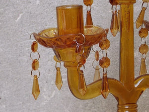 I Like Mike's Mid-Century Modern Accessories Tall Amber Glass Chandelier Table Candelabra