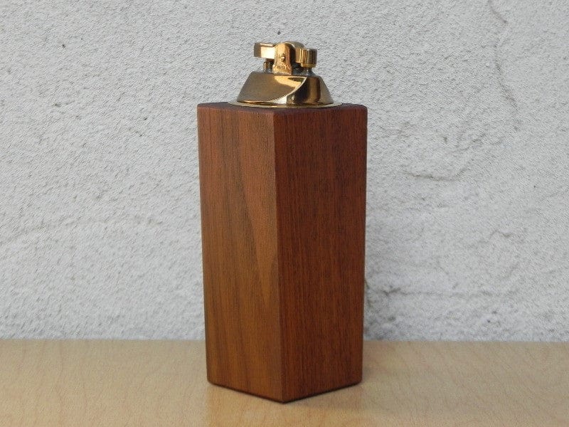 I Like Mike's Mid Century Modern Accessories Tall Rectangle Walnut Enameled Copper Table Lighter