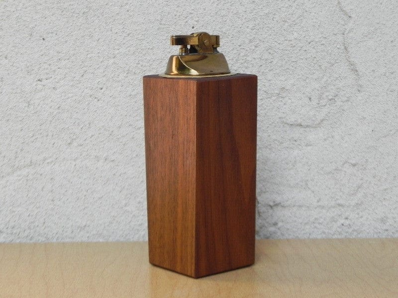 I Like Mike's Mid Century Modern Accessories Tall Rectangle Walnut Enameled Copper Table Lighter